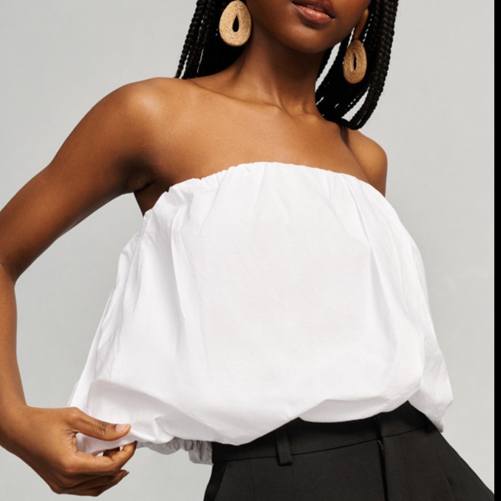 MAEVE STRAPLESS POPLIN BUBBLE TOP